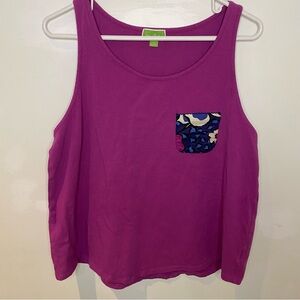 Vera Bradley Women’s Large Magenta Tank Top with Patterned Pocket